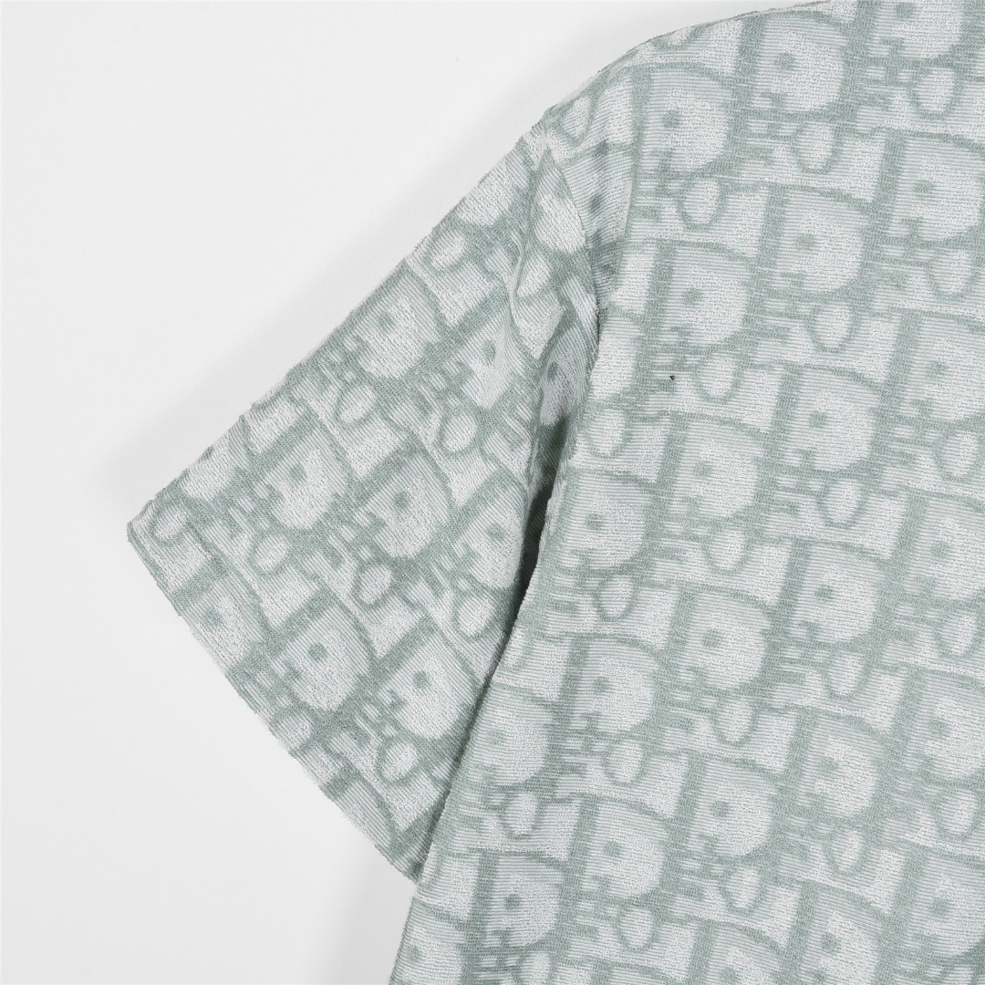Dior/迪奥 25ss 满印CD老花提花毛巾短袖T恤黑色 蓝色 浅绿-High Quatity Cheap Brand wholesale wholesaler seller Clothes Bags handbags Sneakers Top Fashion Clothing Shoes from China Factory Chinese suppliers best Quality Beautiful Price Dior/迪奥 25ss 满印CD老花提花毛巾短袖T恤黑色 蓝色 浅绿