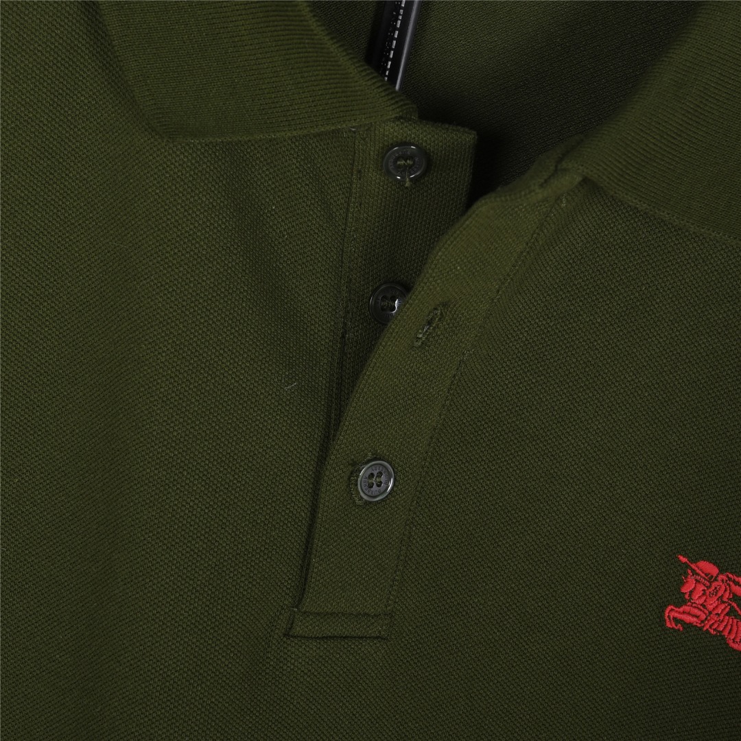 Burberry/巴宝莉 25ss 战马小标刺绣短袖polo衫 黑色 白色 军绿