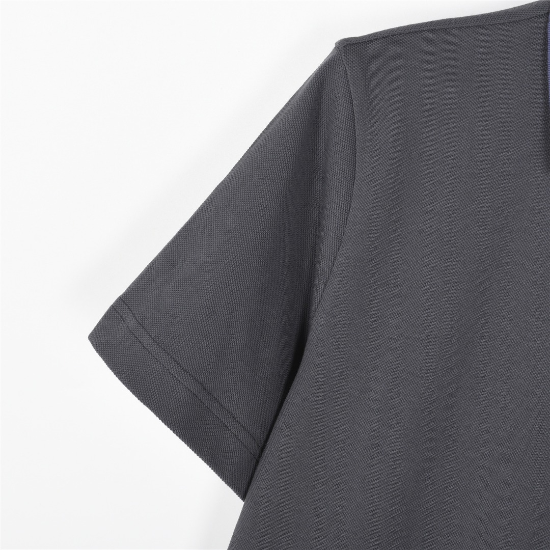 Burberry/巴宝莉 25ss 格纹领拼接翻领短袖Polo衫 黑色 杏色 灰色 绿色