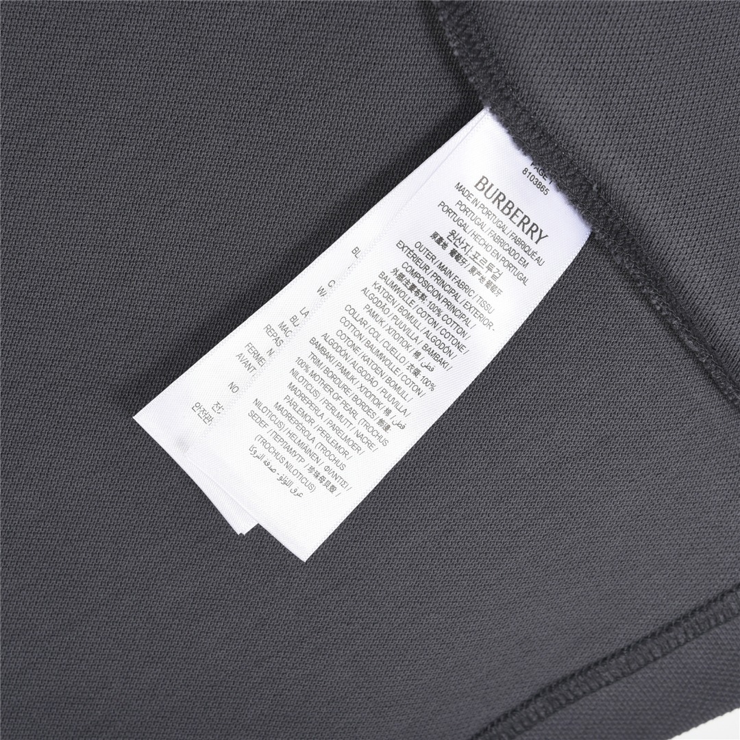 Burberry/巴宝莉 25ss 格纹领拼接翻领短袖Polo衫 黑色 杏色 灰色 绿色