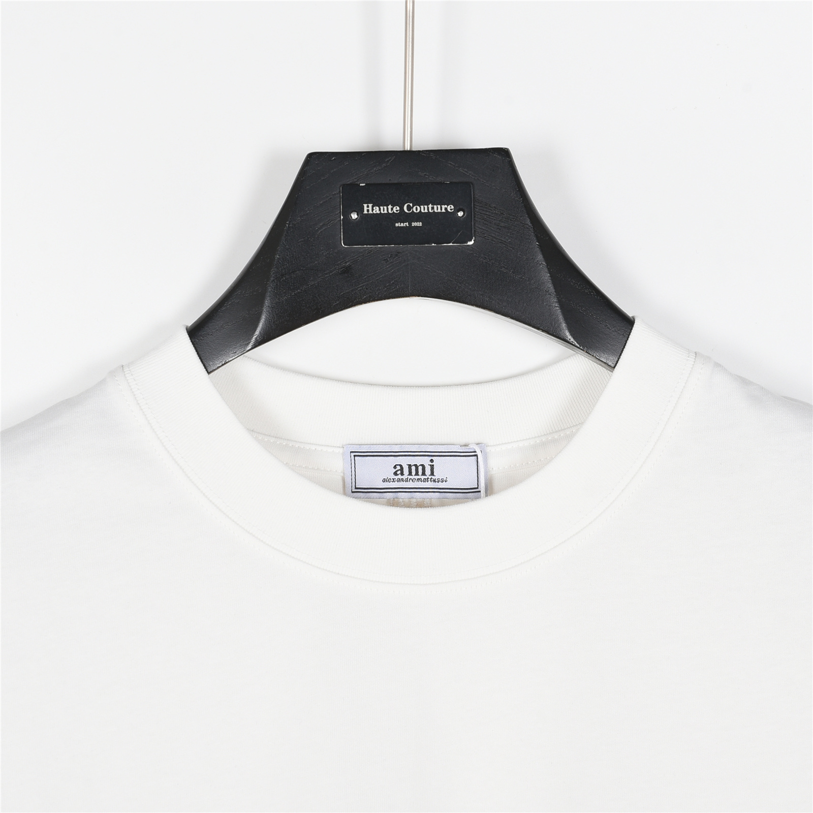 Ami 25ss 立体编织爱心刺绣短袖T恤 白色 黑色