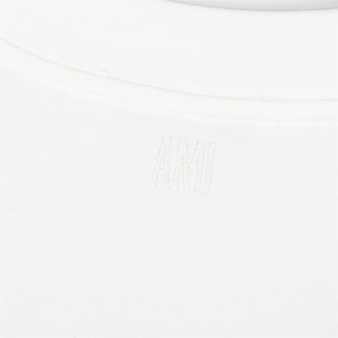 Ami 25ss 立体编织爱心刺绣短袖T恤 白色 黑色