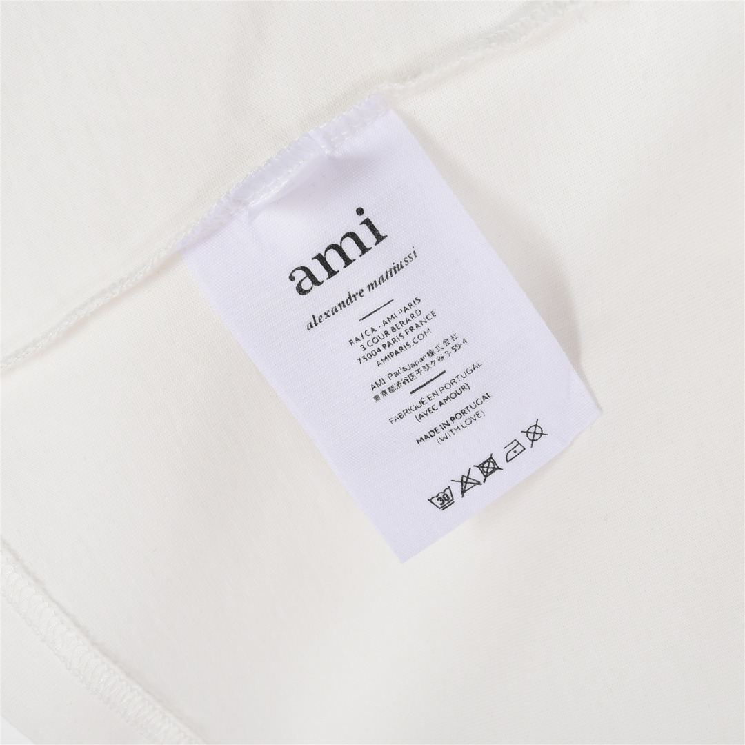 Ami 25ss 立体编织爱心刺绣短袖T恤 白色 黑色