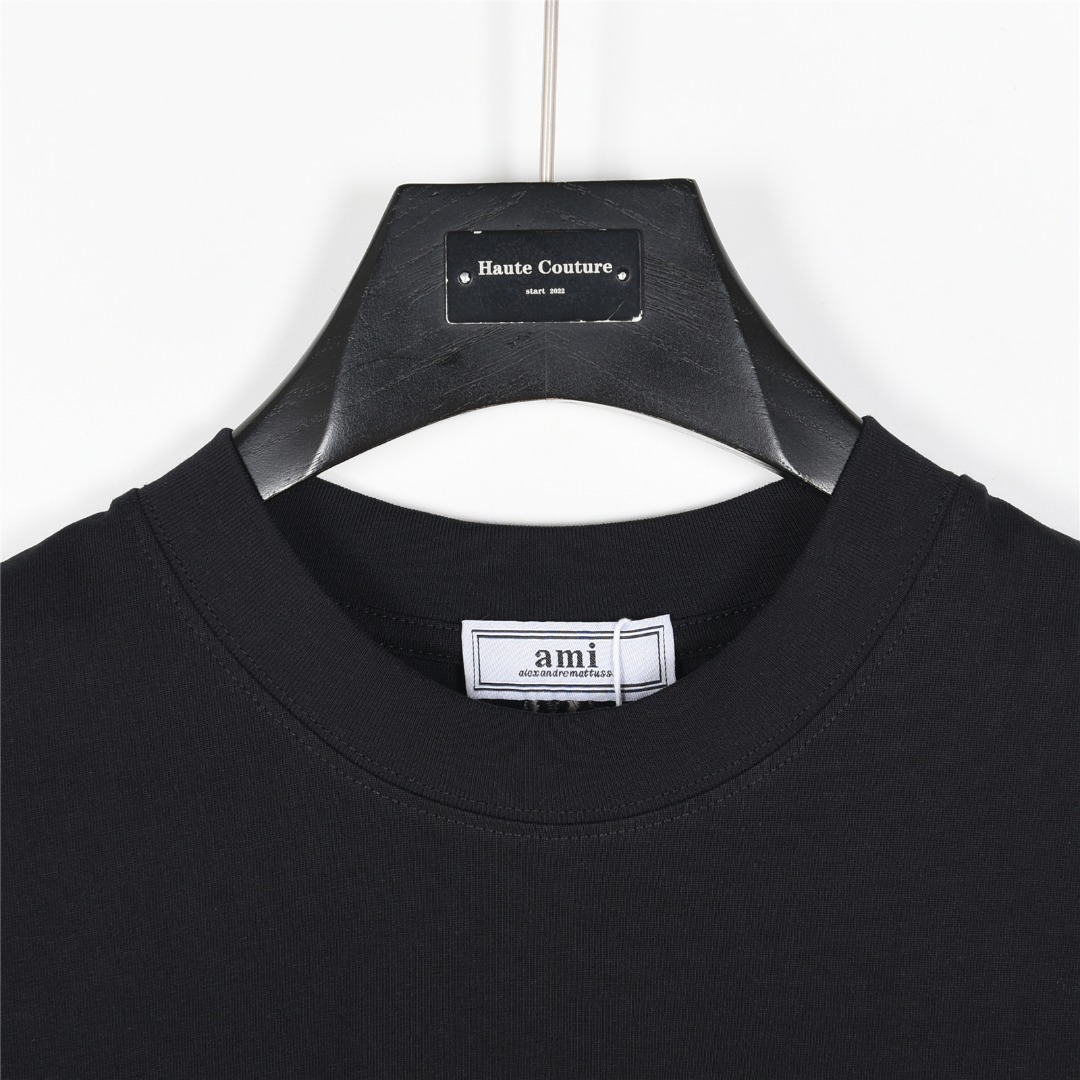 Ami 25ss 立体编织爱心刺绣短袖T恤白色 黑色-Chinese UA Cheap High Quatity Brand Clothes Bags handbags Sneakers wholesale wholesaler seller from China Factory suppliers Fashion Clothing Shoes best Quality Beautiful Price Ami 25ss 立体编织爱心刺绣短袖T恤白色 黑色