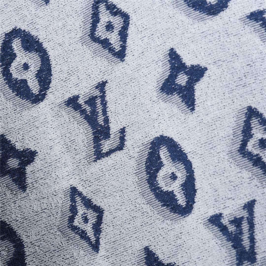 Louis Vuitton/路易威登 25ss 满印老花logo提花毛巾T恤 白色 蓝色