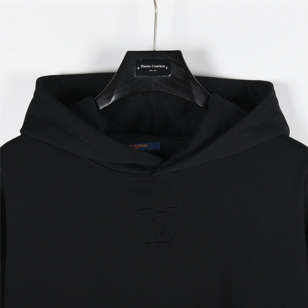 Louis Vuitton/路易威登 25Fw 浮雕字母连帽卫衣白色 黑色