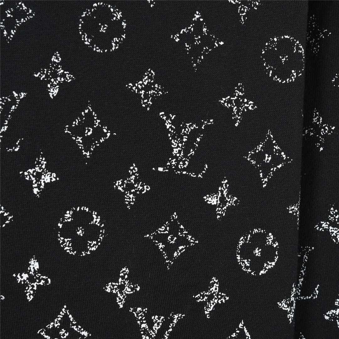 Louis Vuitton/路易威登 老花渐变半身印花logo连帽卫衣白色 黑色