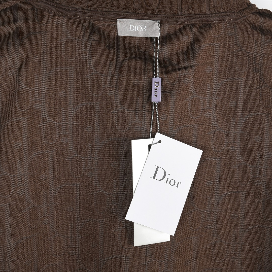 Dior/迪奥 经典满印暗纹毛巾绣连帽卫衣 连帽长袖帽衫白色 黑色 棕色