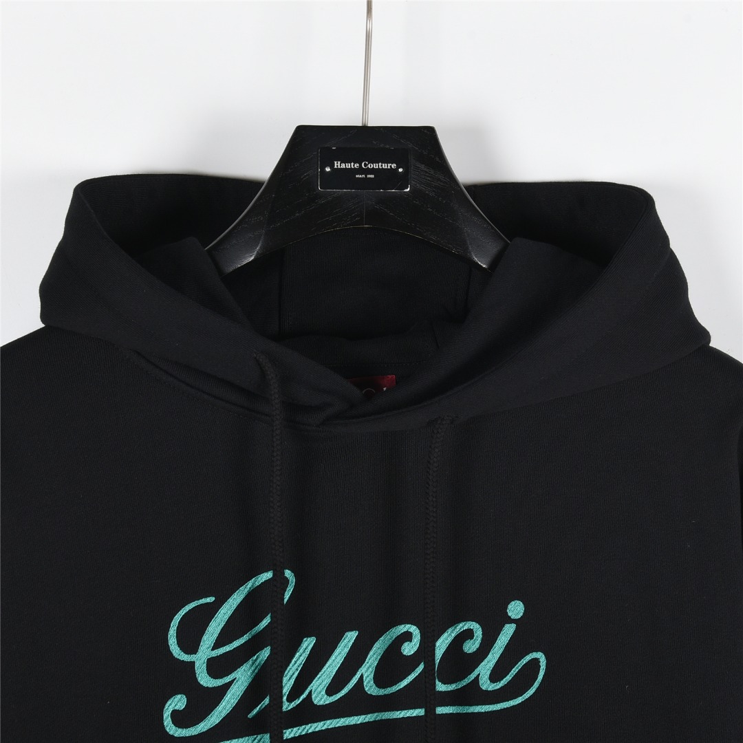 Gucci/古驰 25Fw 音符签名logo字母刺绣连帽卫衣 杏色 黑色-莆田鞋,莆田鞋货源,高仿鞋,高仿鞋货源,安福档口,莆田高仿鞋,莆田鞋批发,高仿鞋批发,莆田高仿运动鞋,高仿运动鞋,莆田运动鞋 Gucci/古驰 25Fw 音符签名logo字母刺绣连帽卫衣 杏色 黑色