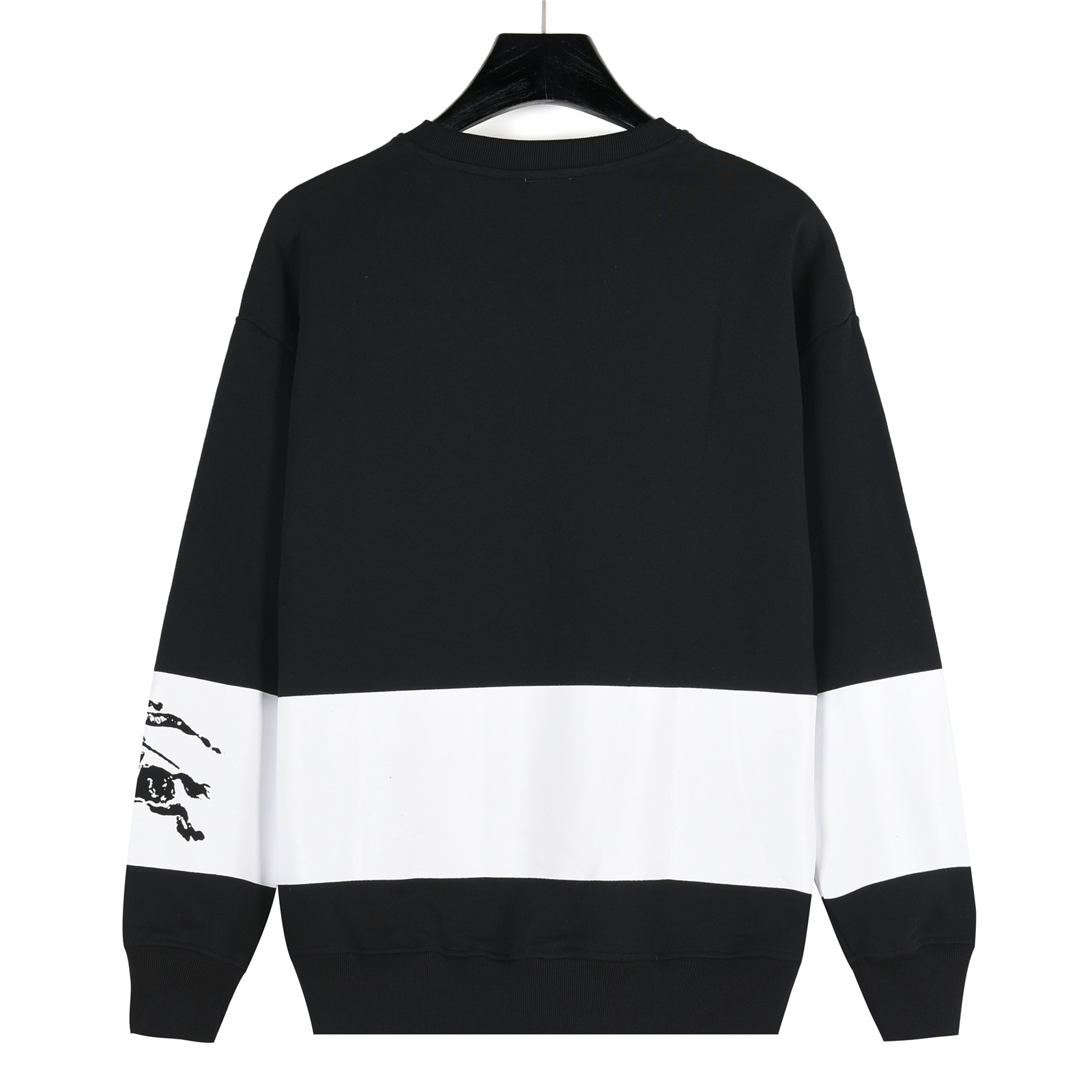 Burberry/巴宝莉 25Fw 横条纹手臂战马印花圆领卫衣白色 黑色