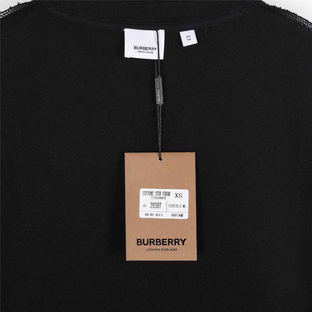 Burberry/巴宝莉 25Fw 横条纹手臂战马印花圆领卫衣白色 黑色