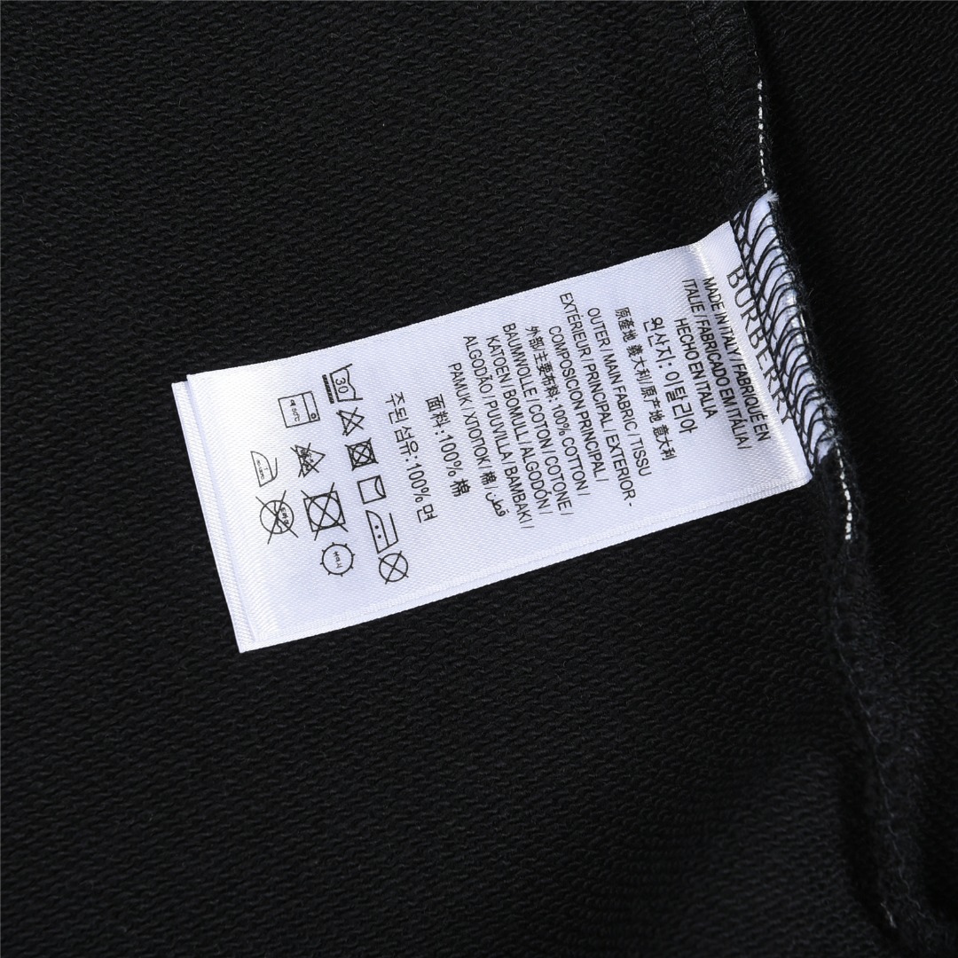 Burberry/巴宝莉 25Fw 横条纹手臂战马印花圆领卫衣白色 黑色