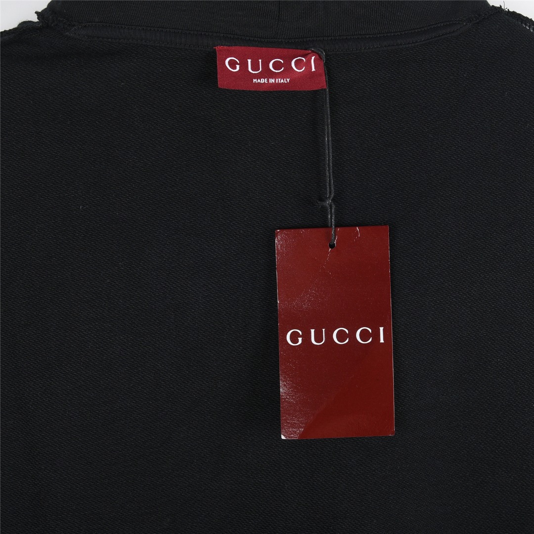 Gucci/古驰 25Fw 立体浮雕压花字母logo连帽卫衣杏色 黑色