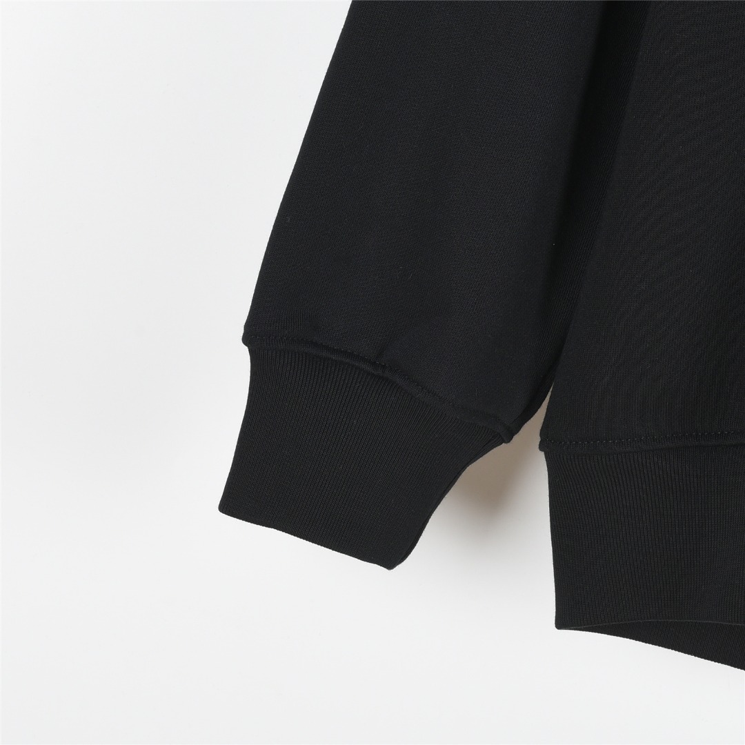 Gucci/古驰 25Fw 刺绣字母连帽卫衣英文字母刺绣连帽卫衣 杏色 黑色