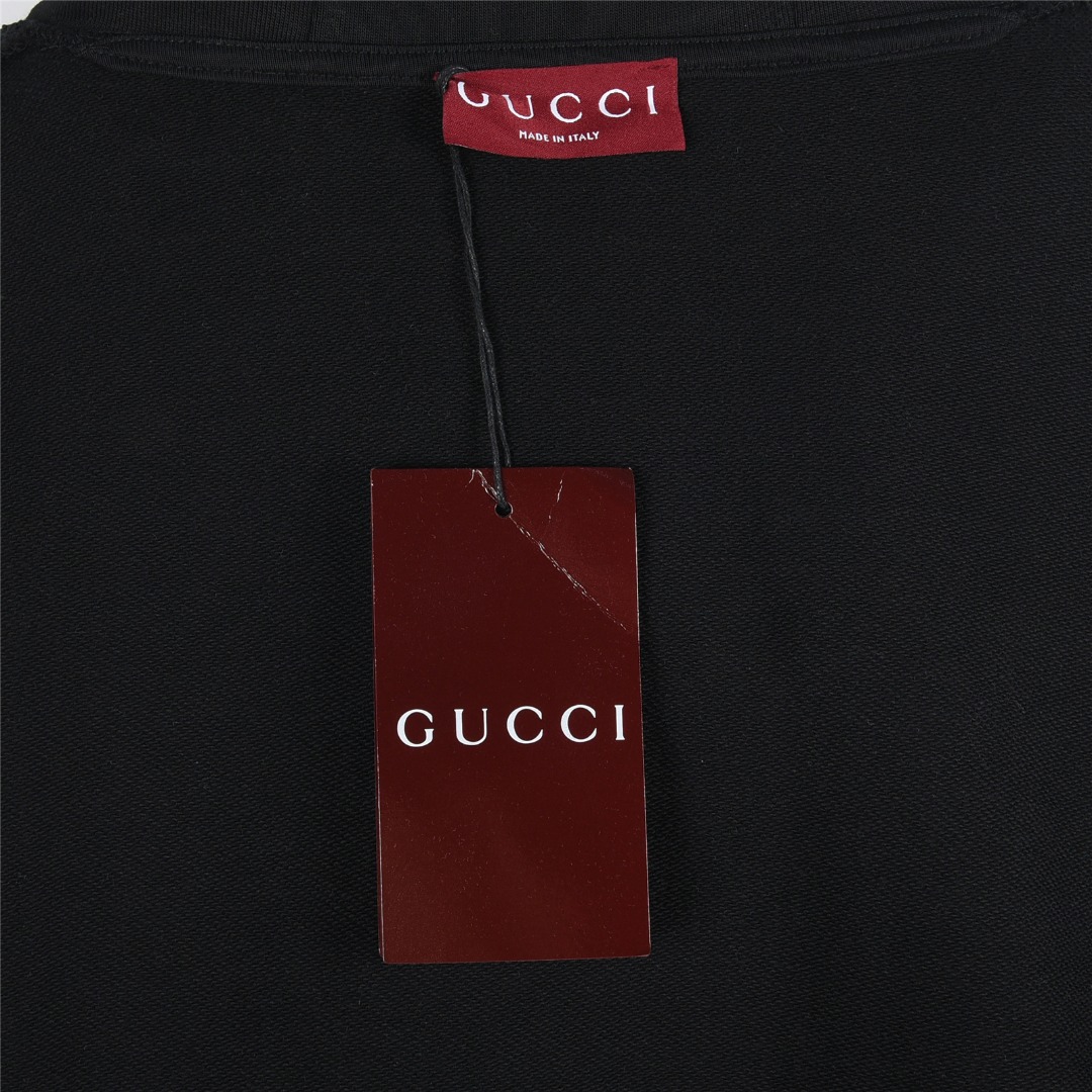 Gucci/古驰 25Fw 刺绣字母连帽卫衣英文字母刺绣连帽卫衣 杏色 黑色