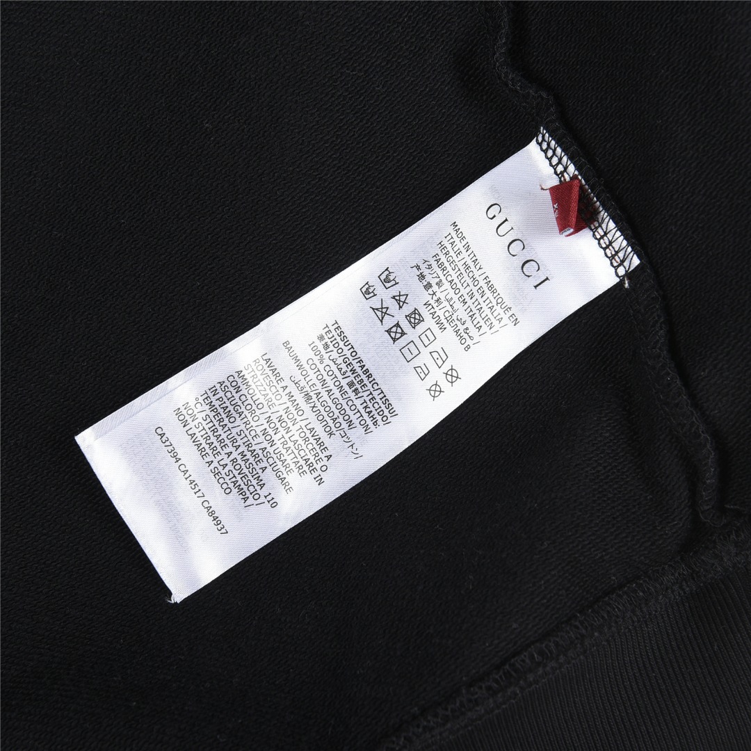 Gucci/古驰 25Fw 刺绣字母连帽卫衣英文字母刺绣连帽卫衣 杏色 黑色