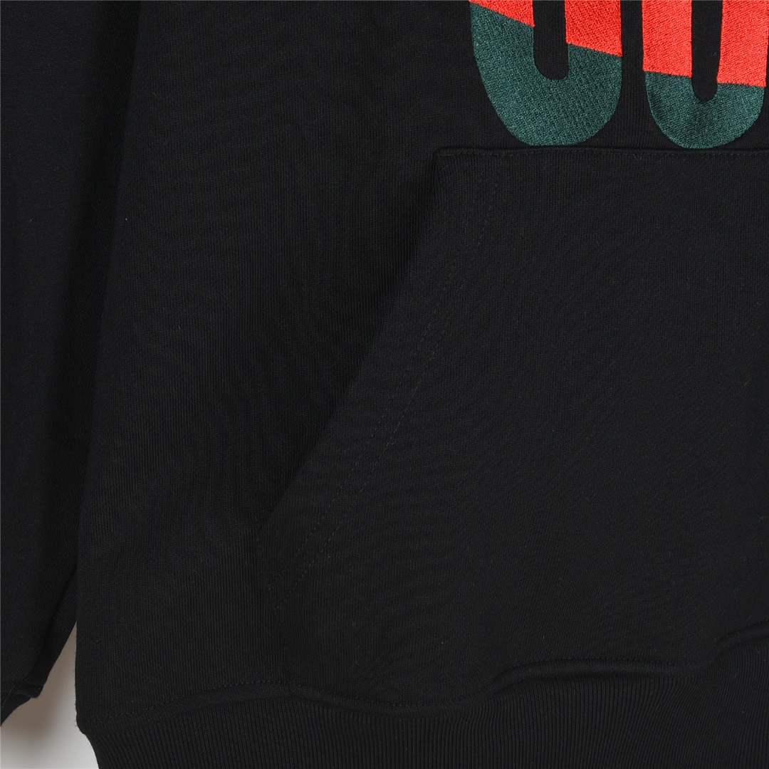 Gucci/古驰 25Fw 双G字母logo印花连帽卫衣 杏色 黑色