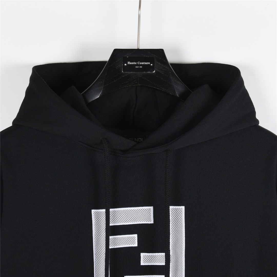 Fendi/芬迪 25Fw 立体网眼双F刺绣logo连帽卫衣白色 黑色-Chinese UA Cheap High Quatity Brand Clothes Bags handbags Sneakers wholesale wholesaler seller from China Factory suppliers Fashion Clothing Shoes best Quality Beautiful Price Fendi/芬迪 25Fw 立体网眼双F刺绣logo连帽卫衣白色 黑色