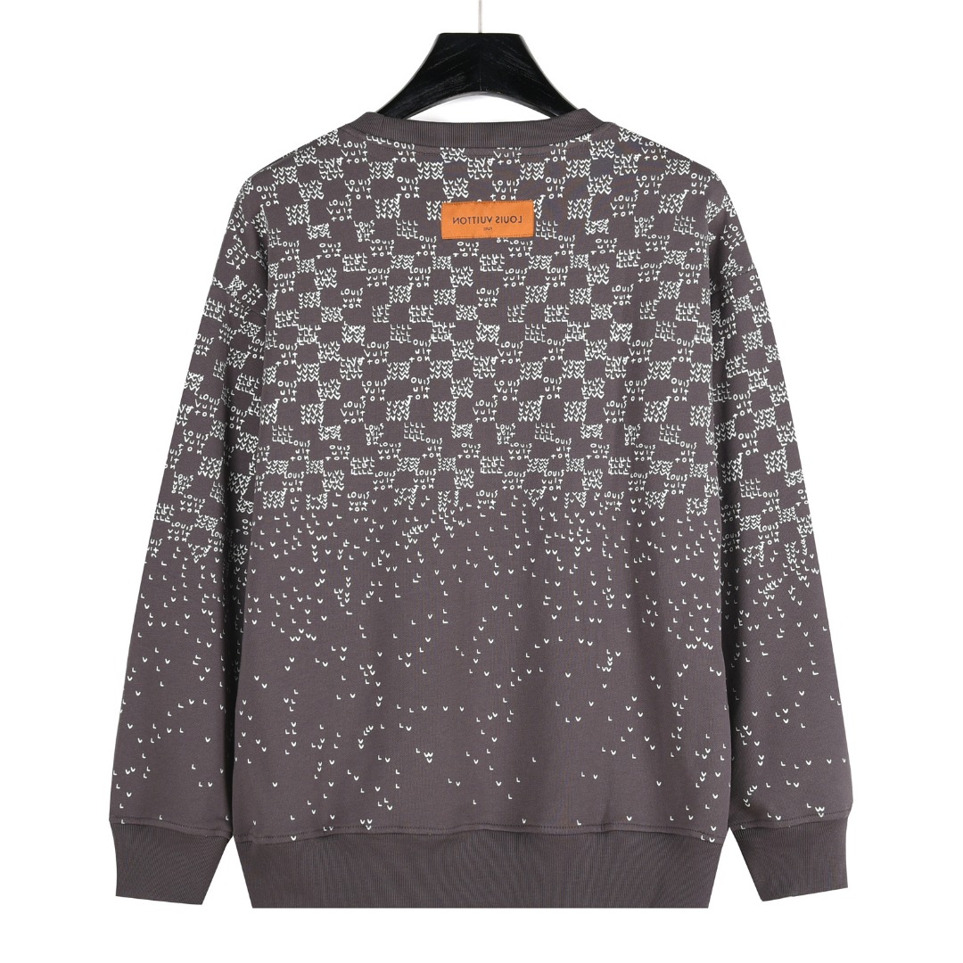 Louis Vuitton/路易威登 25Fw 渐变小飞机印花圆领卫衣 白色 黑色