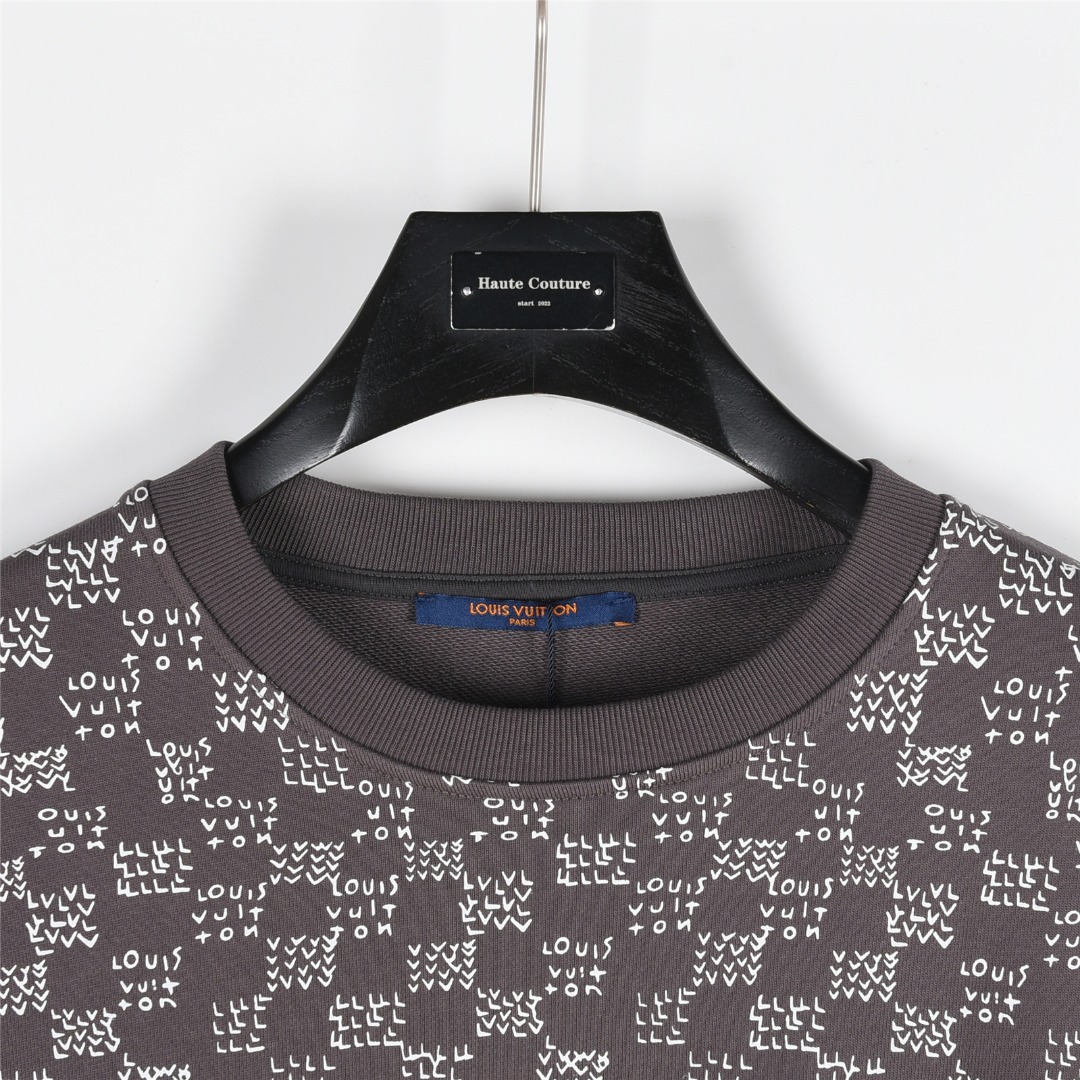 Louis Vuitton/路易威登 25Fw 渐变小飞机印花圆领卫衣 白色 黑色