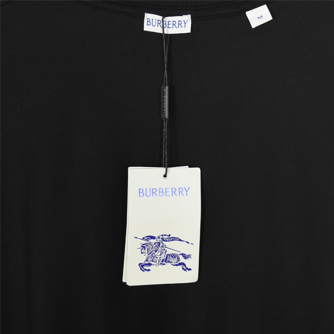 Burberry/巴宝莉 25Fw 胸前签名logo刺绣长袖T恤 黑色 白色