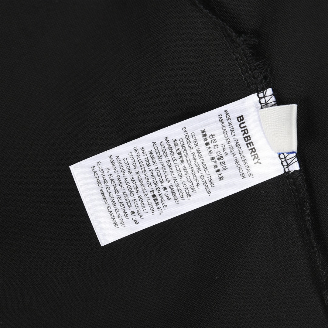 Burberry/巴宝莉 25Fw 胸前签名logo刺绣长袖T恤 黑色 白色