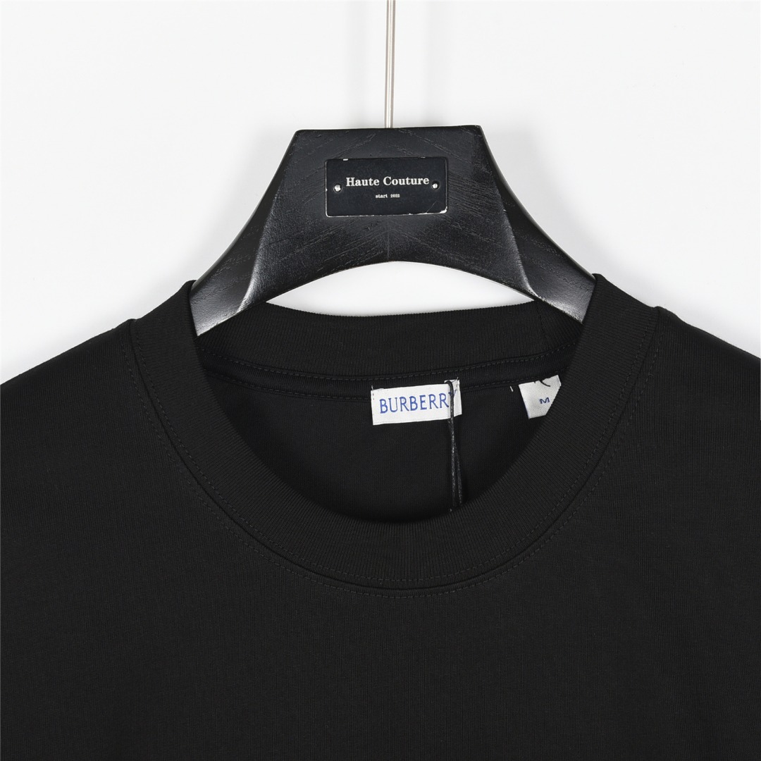 Burberry/巴宝莉 25Fw 格纹战马十字绣刺绣长袖T恤 黑色 杏色