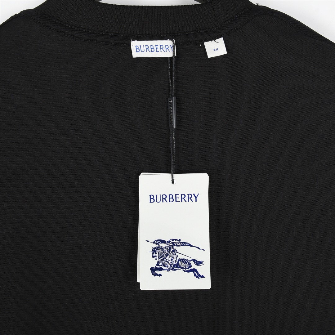 Burberry/巴宝莉 25Fw 格纹战马十字绣刺绣长袖T恤 黑色 杏色