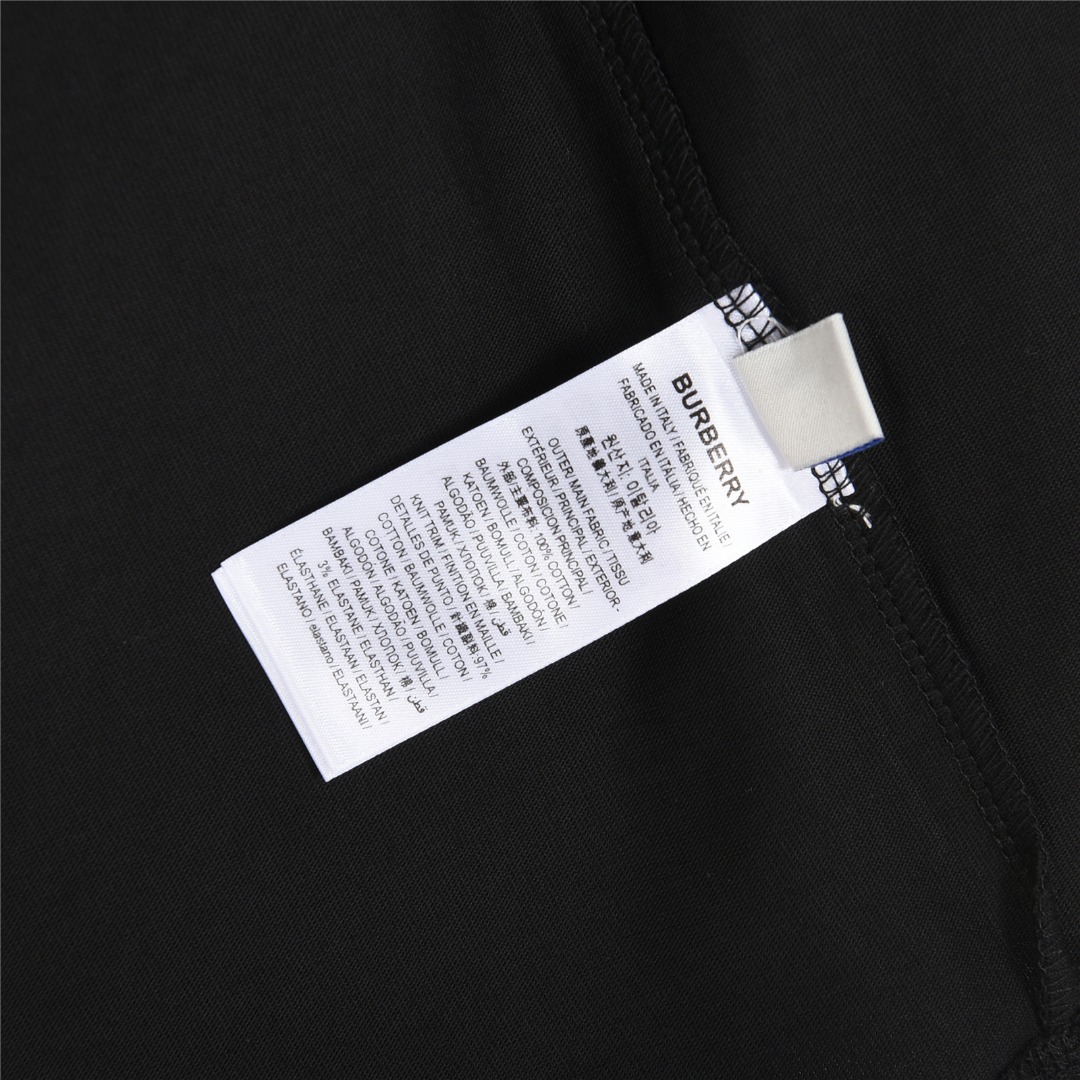 Burberry/巴宝莉 25Fw 格纹战马十字绣刺绣长袖T恤 黑色 杏色