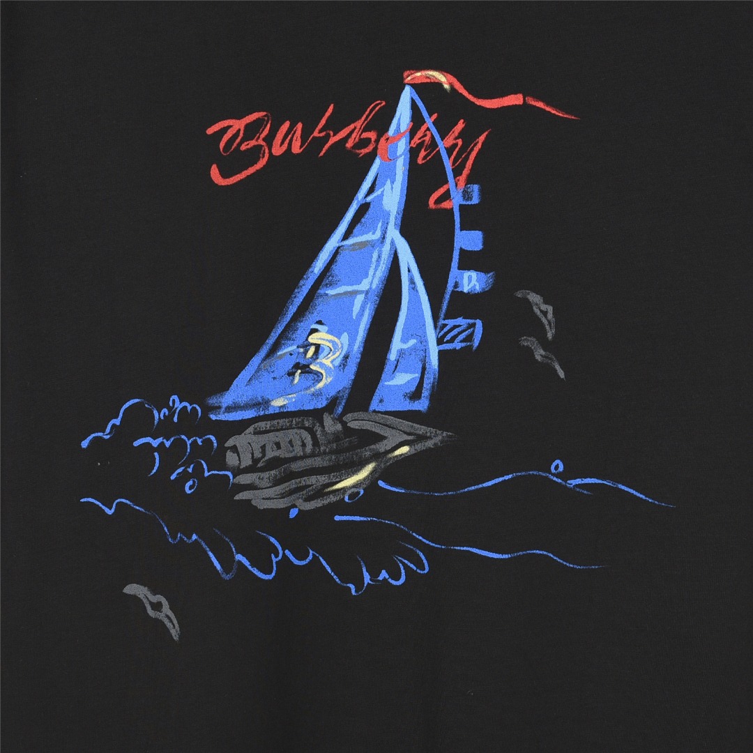 Burberry/巴宝莉 25Fw 字母帆船彩绘印花长袖T恤