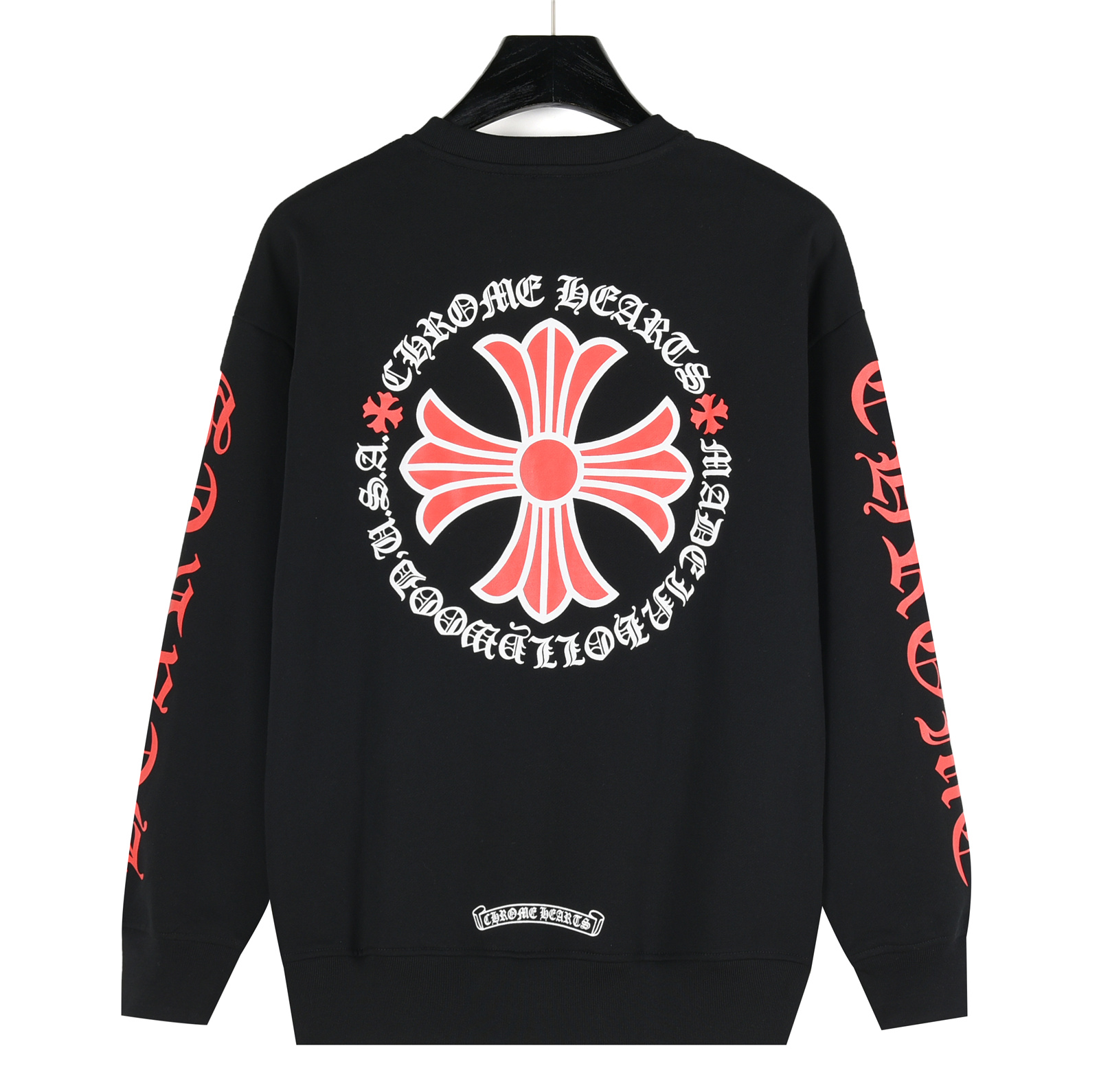 Chrome Hearts/克罗心 前后袖子十字梵文字母大幅印花logo卫衣 白色 黑色-Chinese UA Cheap High Quatity Brand Clothes Bags handbags Sneakers wholesale wholesaler seller from China Factory suppliers Fashion Clothing Shoes best Quality Beautiful Price Chrome Hearts/克罗心 前后袖子十字梵文字母大幅印花logo卫衣 白色 黑色