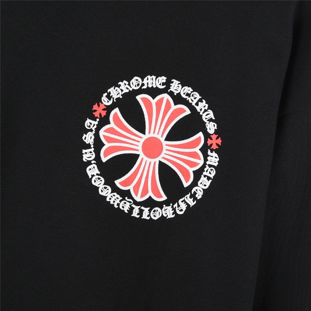 Chrome Hearts/克罗心 前后袖子十字梵文字母大幅印花logo卫衣 白色 黑色-Chinese UA Cheap High Quatity Brand Clothes Bags handbags Sneakers wholesale wholesaler seller from China Factory suppliers Fashion Clothing Shoes best Quality Beautiful Price Chrome Hearts/克罗心 前后袖子十字梵文字母大幅印花logo卫衣 白色 黑色