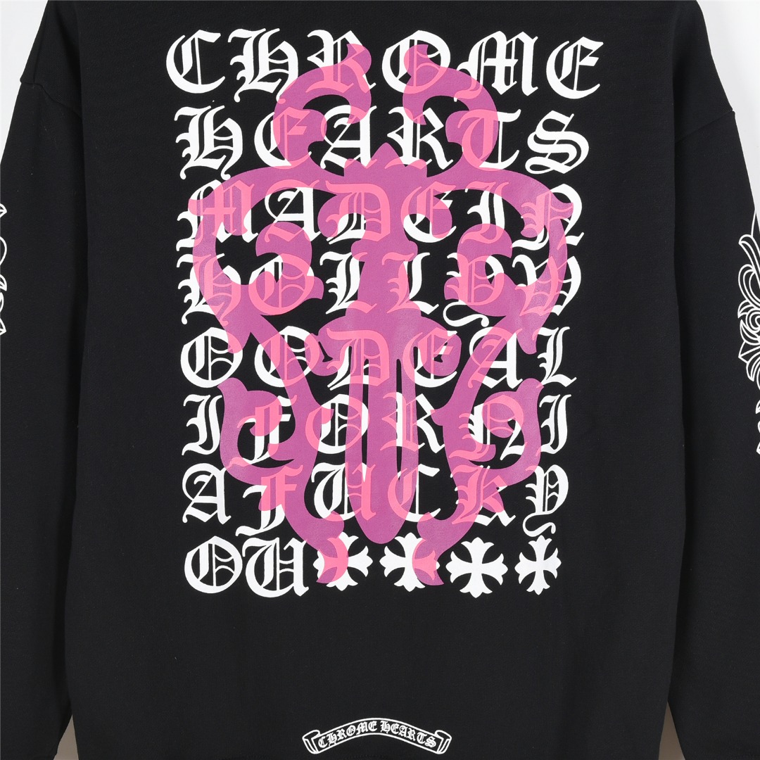 Chrome Hearts/克罗心 经典紫色宝剑梵文手袖十字架印花连帽卫衣 白色 黑色-Chinese UA Cheap High Quatity Brand Clothes Bags handbags Sneakers wholesale wholesaler seller from China Factory suppliers Fashion Clothing Shoes best Quality Beautiful Price Chrome Hearts/克罗心 经典紫色宝剑梵文手袖十字架印花连帽卫衣 白色 黑色