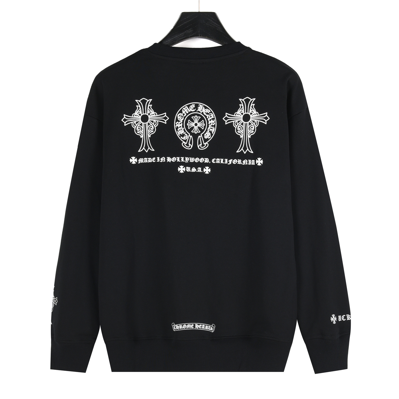 Chrome Hearts/克罗心 25Fw 经典马蹄十字架logo印花圆领卫衣 白色 黑色-Chinese UA Cheap High Quatity Brand Clothes Bags handbags Sneakers wholesale wholesaler seller from China Factory suppliers Fashion Clothing Shoes best Quality Beautiful Price Chrome Hearts/克罗心 25Fw 经典马蹄十字架logo印花圆领卫衣 白色 黑色