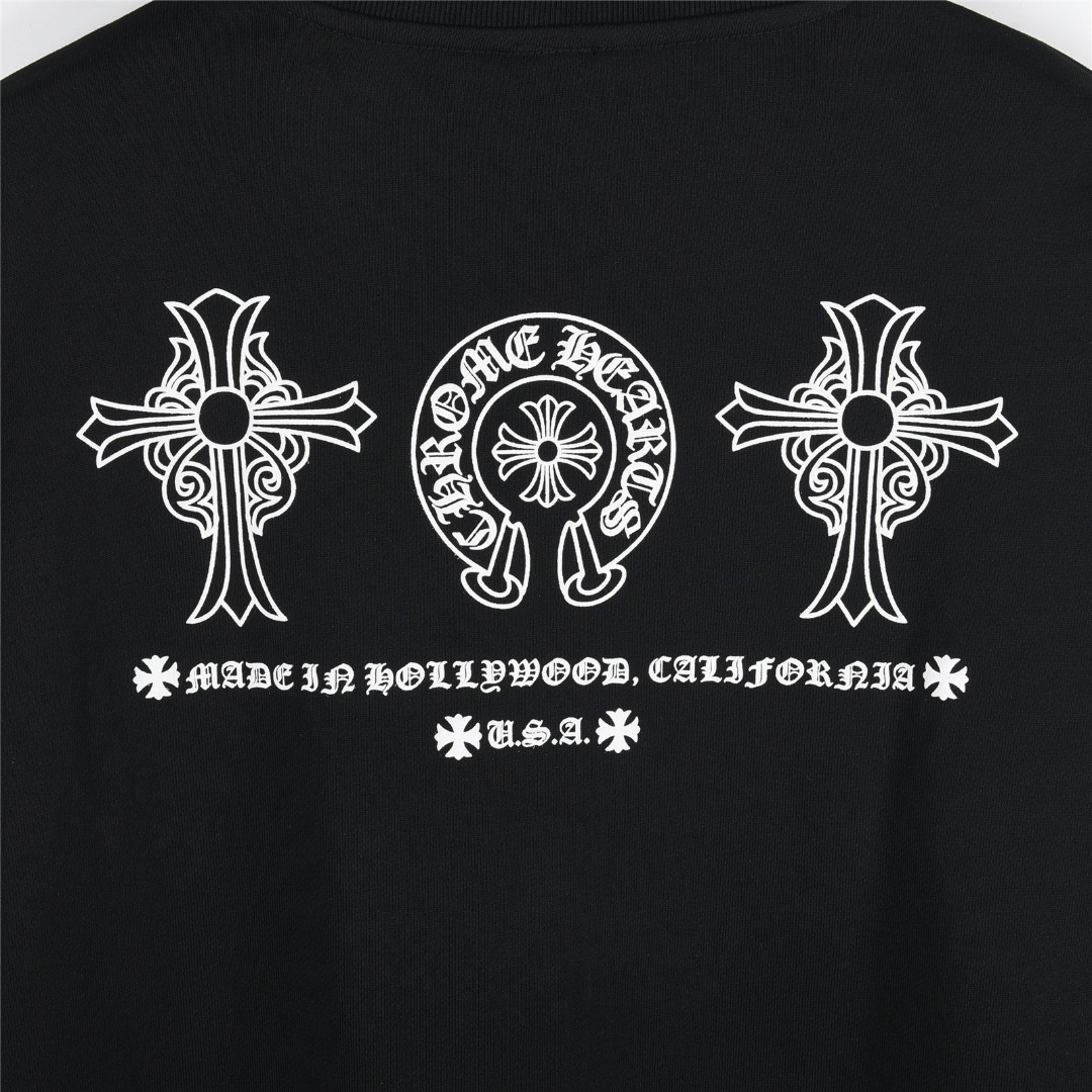 Chrome Hearts/克罗心 25Fw 经典马蹄十字架logo印花圆领卫衣 白色 黑色-Chinese UA Cheap High Quatity Brand Clothes Bags handbags Sneakers wholesale wholesaler seller from China Factory suppliers Fashion Clothing Shoes best Quality Beautiful Price Chrome Hearts/克罗心 25Fw 经典马蹄十字架logo印花圆领卫衣 白色 黑色