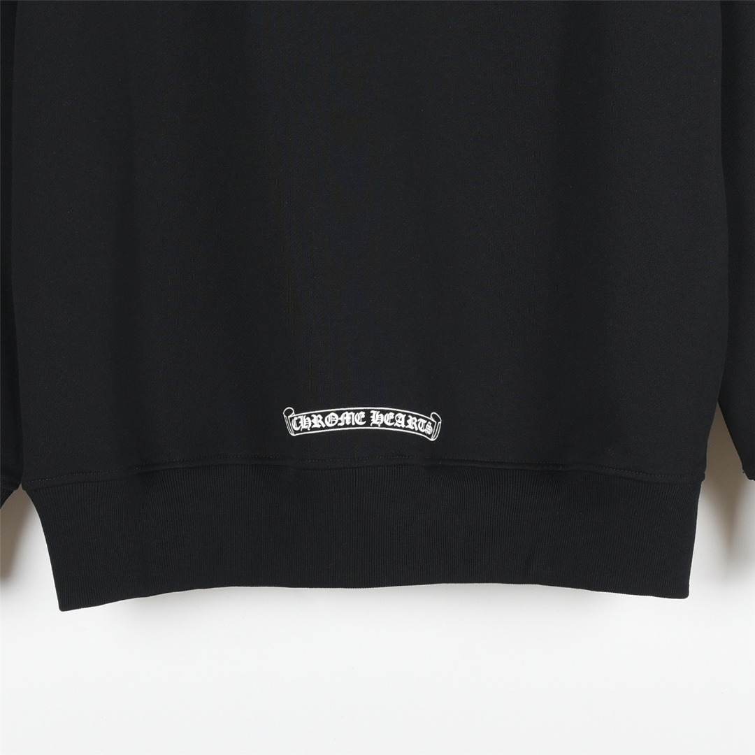 Chrome Hearts/克罗心 25Fw 经典马蹄十字架logo印花圆领卫衣 白色 黑色-Chinese UA Cheap High Quatity Brand Clothes Bags handbags Sneakers wholesale wholesaler seller from China Factory suppliers Fashion Clothing Shoes best Quality Beautiful Price Chrome Hearts/克罗心 25Fw 经典马蹄十字架logo印花圆领卫衣 白色 黑色