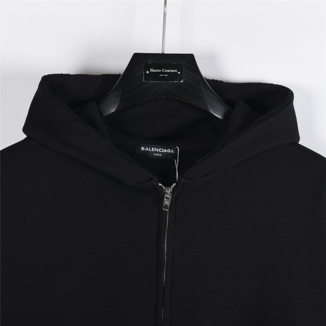 Balenciaga/巴黎世家 25Fw 后背倒立反转字母刺绣破洞双拉链外套 灰白 黑色-Chinese UA Cheap High Quatity Brand Clothes Bags handbags Sneakers wholesale wholesaler seller from China Factory suppliers Fashion Clothing Shoes best Quality Beautiful Price Balenciaga/巴黎世家 25Fw 后背倒立反转字母刺绣破洞双拉链外套 灰白 黑色