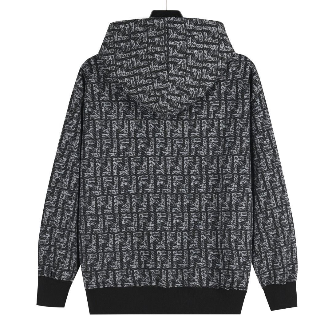 Fendi/芬迪 25Fw 满印双F拼色手袖连帽卫衣