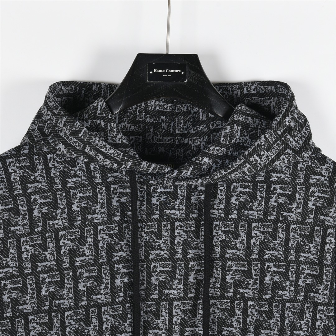 Fendi/芬迪 25Fw 满印双F拼色手袖连帽卫衣