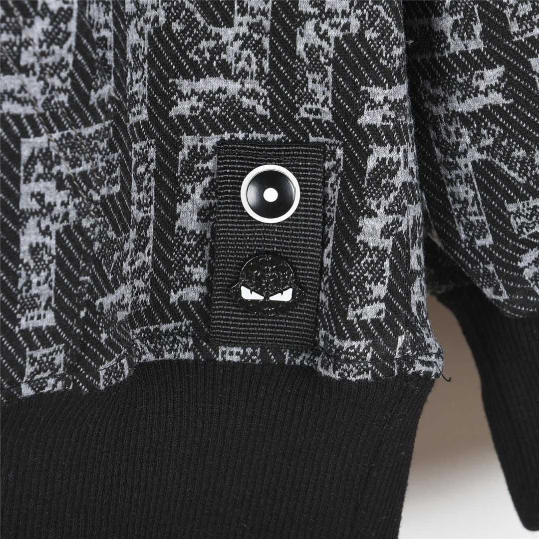 Fendi/芬迪 25Fw 满印双F拼色手袖连帽卫衣