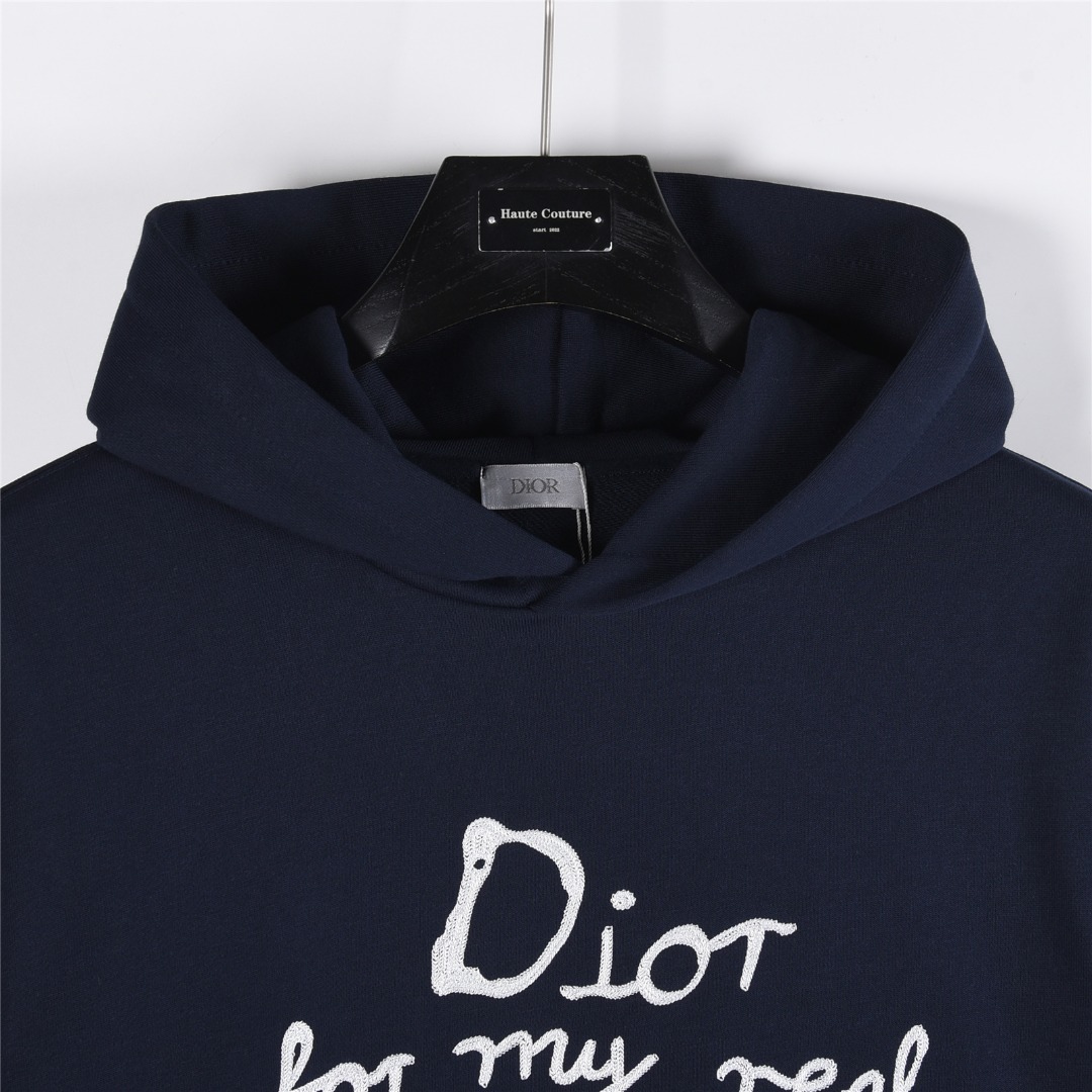 Dior/迪奥 And Hylton Nel联名 标语刺绣连帽卫衣 白色 蓝色