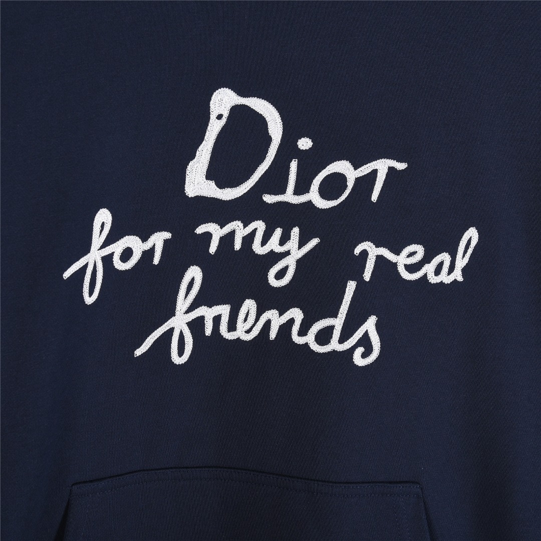 Dior/迪奥 And Hylton Nel联名 标语刺绣连帽卫衣 白色 蓝色