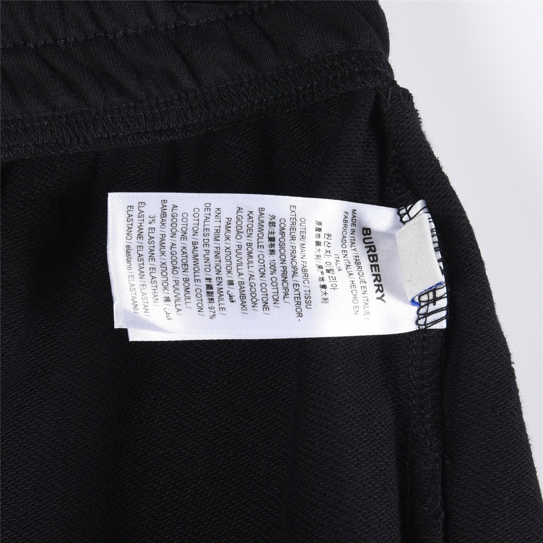 Burberry/巴宝莉 25Fw 后袋十字绣战马刺绣套装长裤 十字绣马术骑士徽标慢跑裤 卡其色 黑色