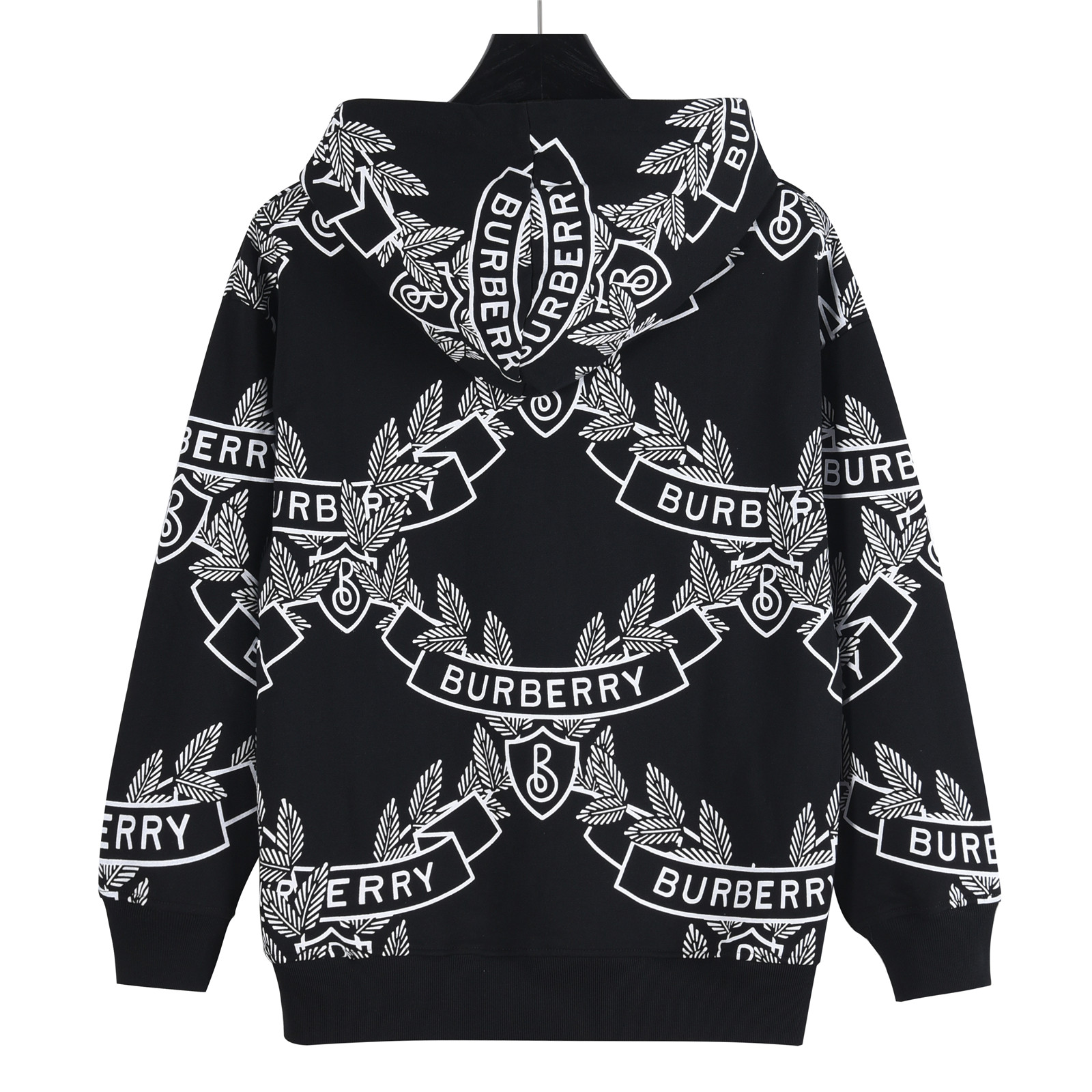 Burberry/巴宝莉 25Fw 经典麦穗字母满身印花logo圆领卫衣 黑色 白色