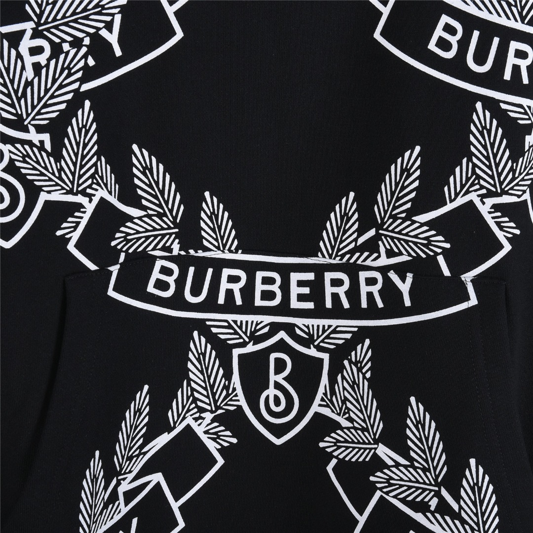 Burberry/巴宝莉 25Fw 经典麦穗字母满身印花logo圆领卫衣 黑色 白色