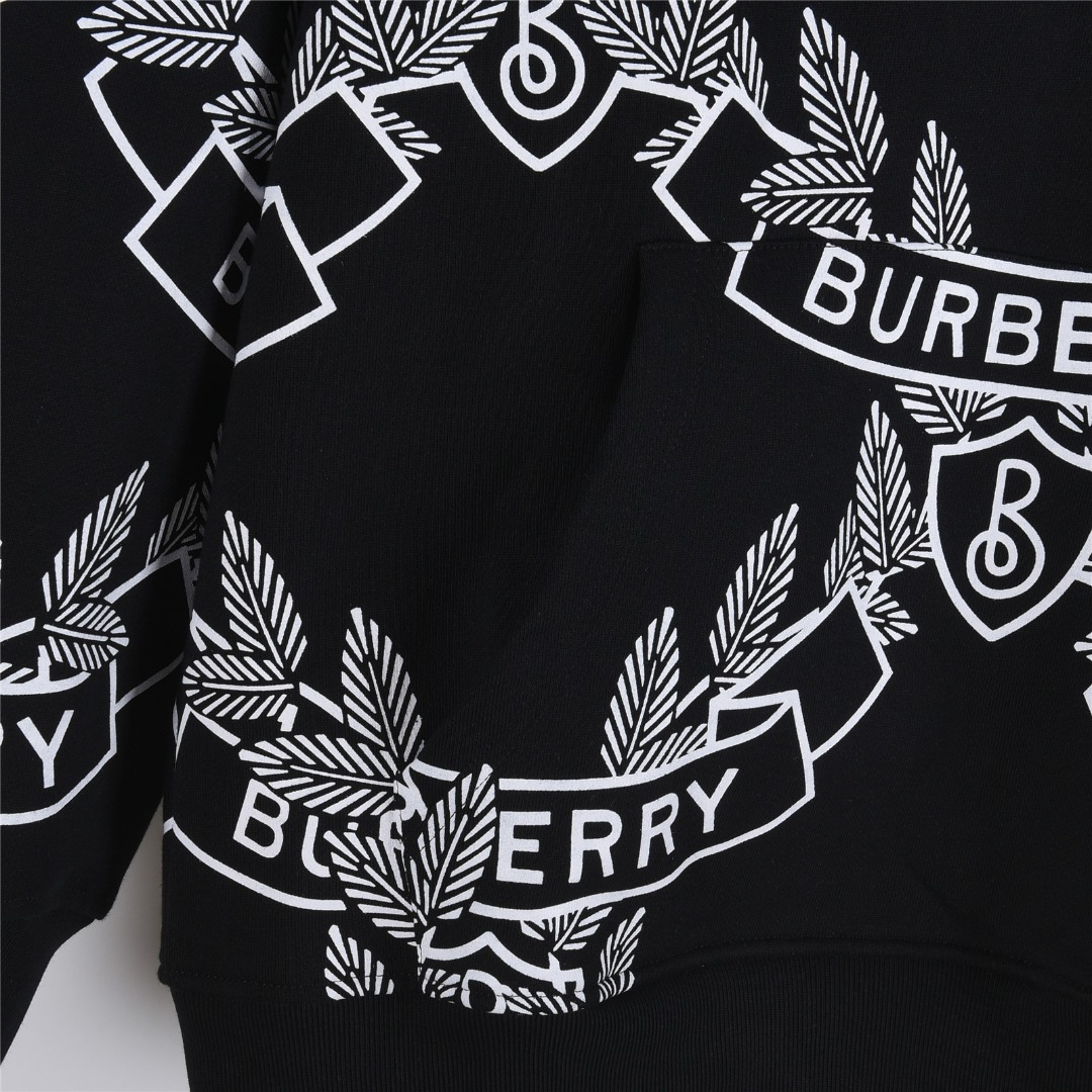 Burberry/巴宝莉 25Fw 经典麦穗字母满身印花logo圆领卫衣 黑色 白色