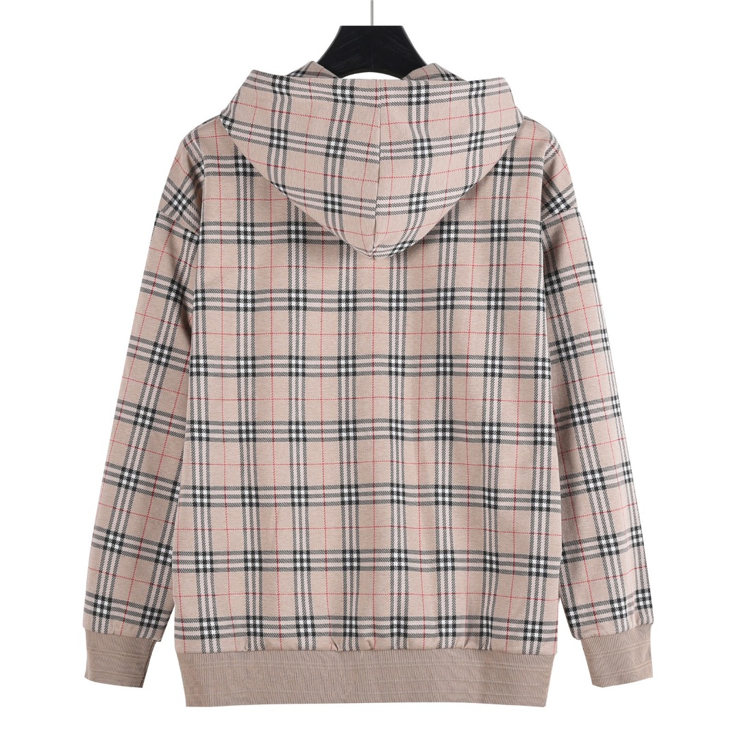 Burberry/巴宝莉 25Fw 格纹拉链抽绳连帽外套 卡其色 黑色