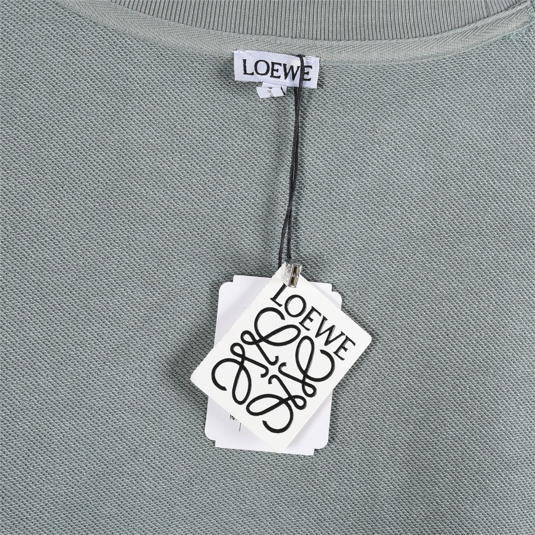 Loewe/罗意威 25Fw 彩色流苏拼色刺绣logo圆领卫衣黑色 白色 蓝色