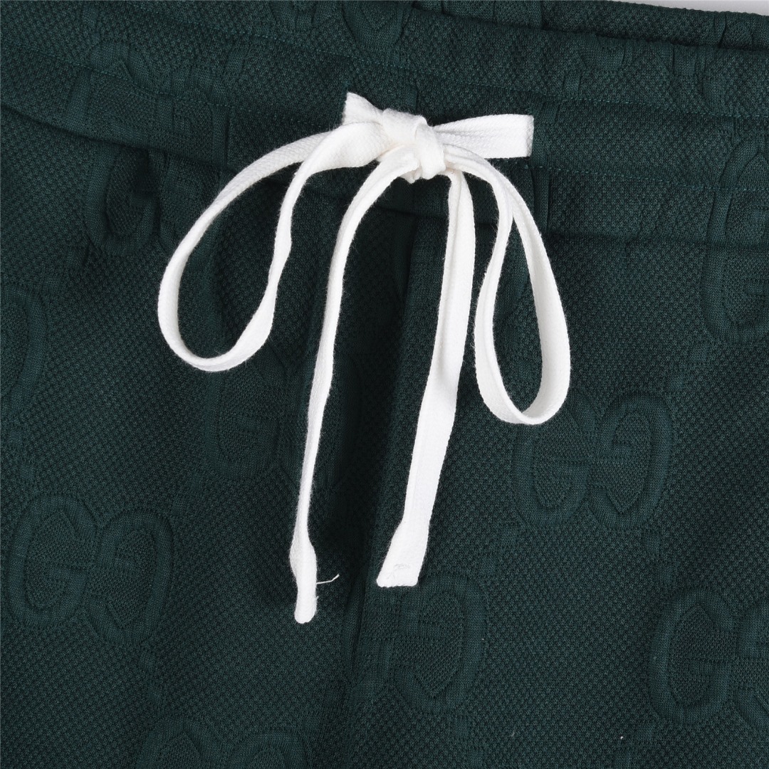 Gucci/古驰 25Fw 全幅双G提花红绿条织带套装运动长裤