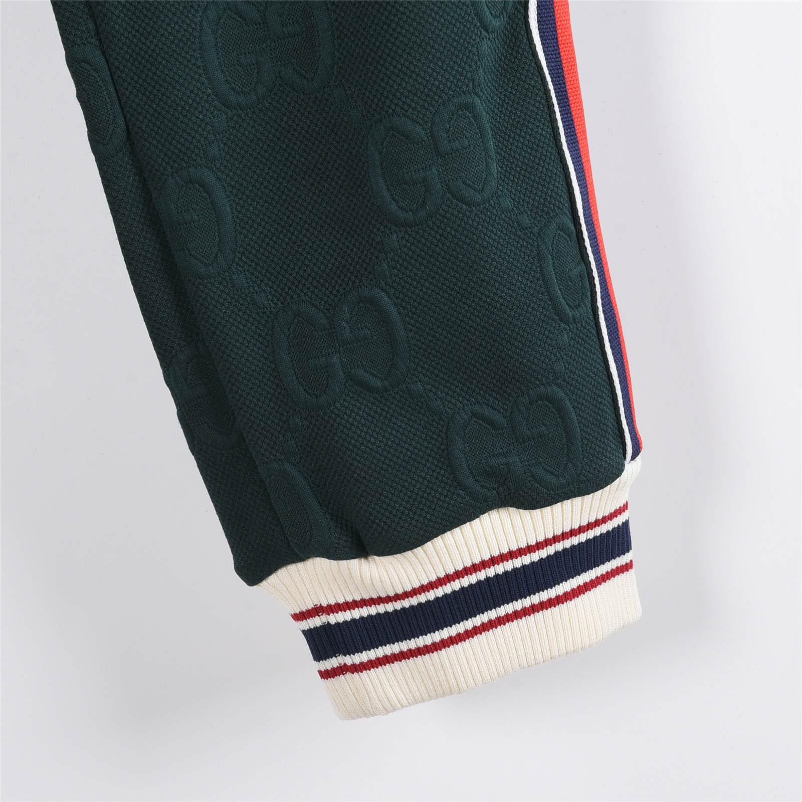 Gucci/古驰 25Fw 全幅双G提花红绿条织带套装运动长裤
